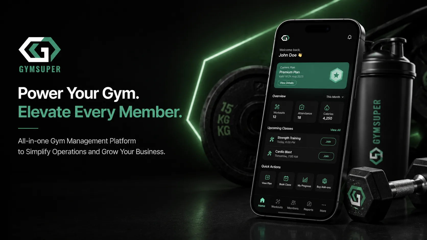 Gym Super App dashboard